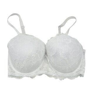 B Luxe Lace Push Up Underwire Bra 38C Padded With Adjustable Straps in White